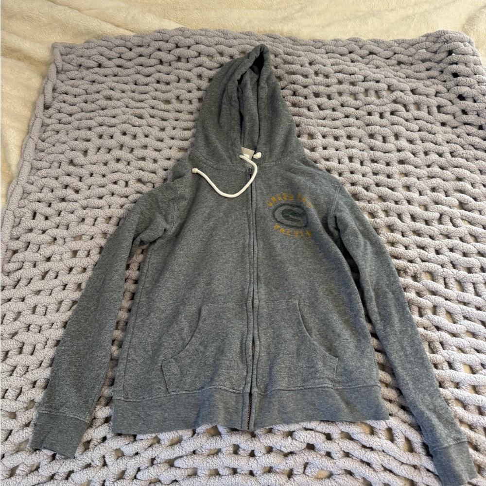 Gray Zip-Up Hoodie with Logo